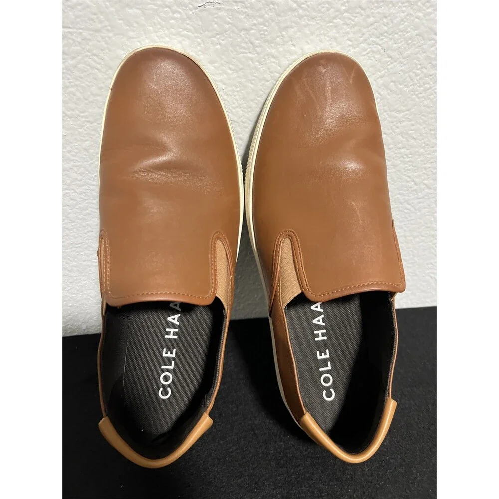 Cole Haan Grandseries Leather Slip On Sneakers Casual Shoes Brown Mens Size 10